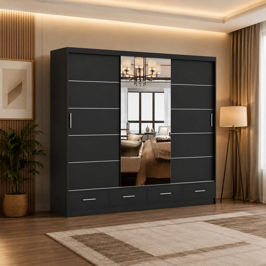 Florence 256cm Wardrobe with Drawers – Modern Luxury Bedroom Storage