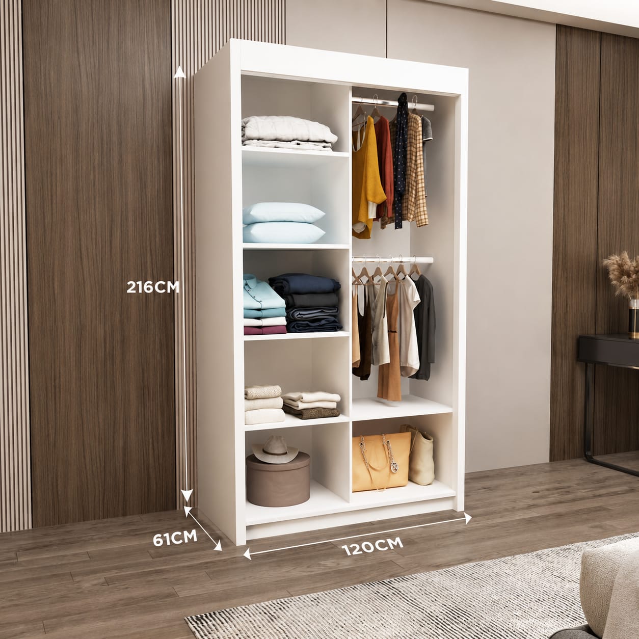 120 CM Lyon Sliding Mirror Wardrobe – Modern Bedroom Storage in 4 Colours