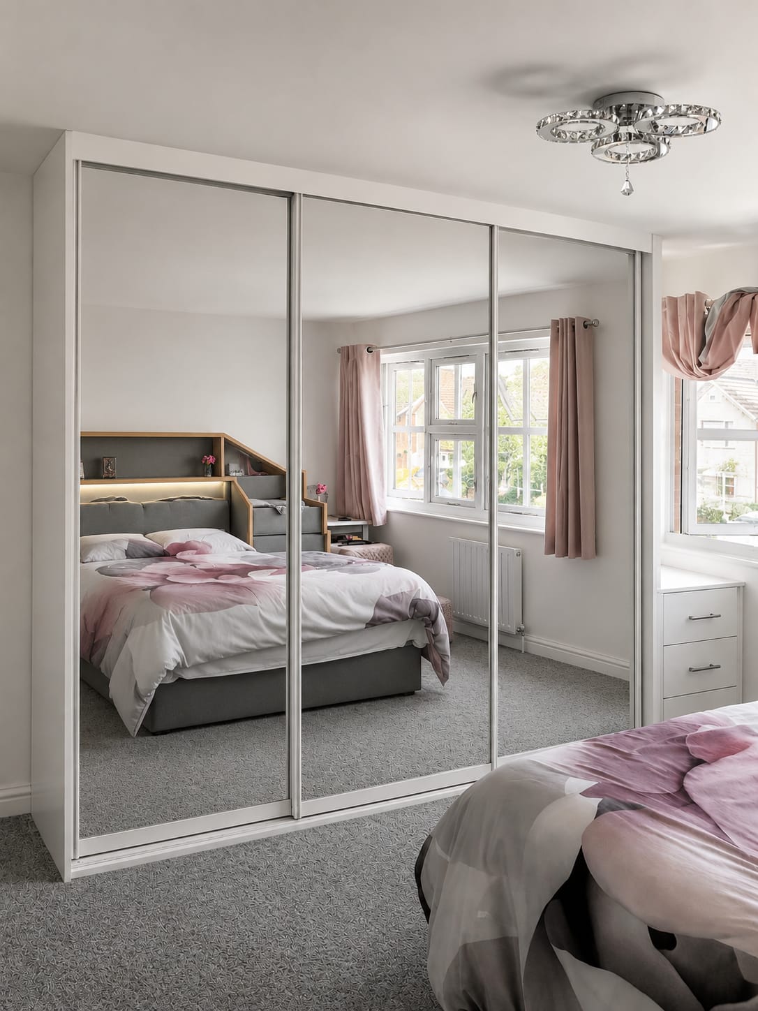 250 CM Millan Sliding Mirror Wardrobe – Extra Large Modern Bedroom Storage in 4 Colours