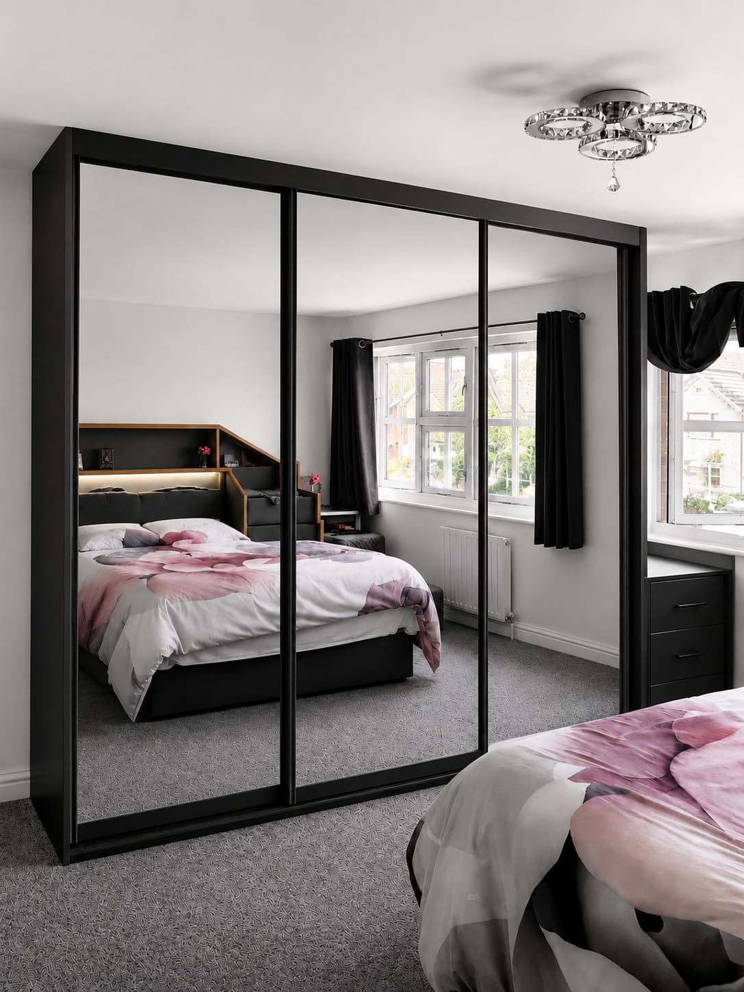 250 CM Millan Sliding Mirror Wardrobe – Extra Large Modern Bedroom Storage in 4 Colours