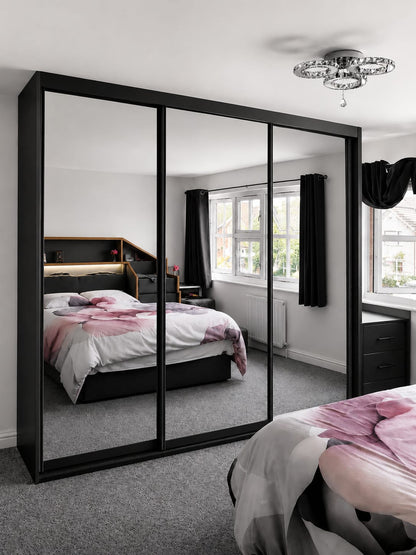 250 CM Millan Sliding Mirror Wardrobe – Extra Large Modern Bedroom Storage in 4 Colours