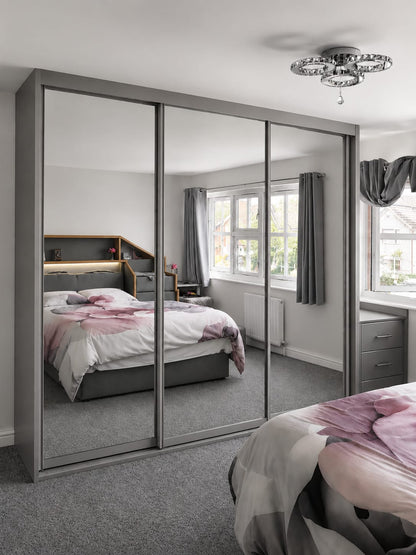 250 CM Millan Sliding Mirror Wardrobe – Extra Large Modern Bedroom Storage in 4 Colours