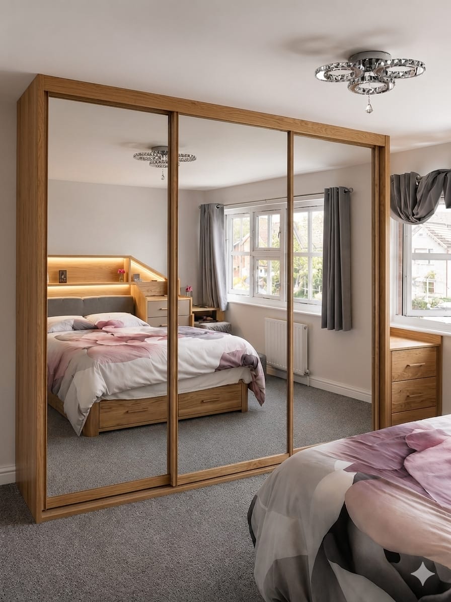 250 CM Millan Sliding Mirror Wardrobe – Extra Large Modern Bedroom Storage in 4 Colours