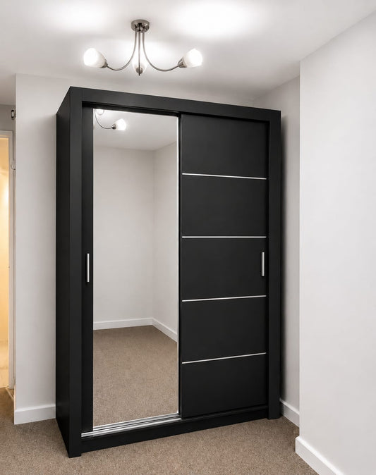 150 CM Lyon Sliding Mirror Wardrobe – Modern Bedroom Storage in 4 Colours