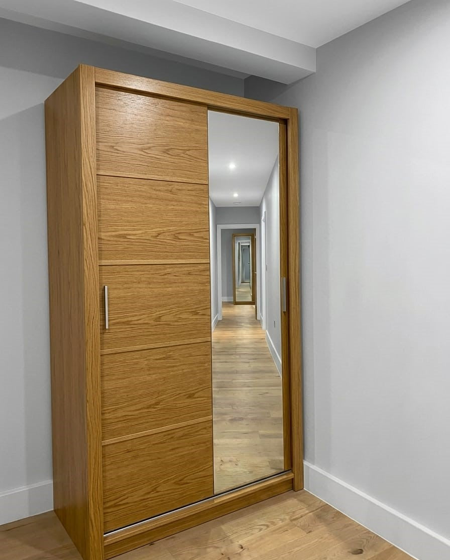 120 CM Lyon Sliding Mirror Wardrobe – Modern Bedroom Storage in 4 Colours