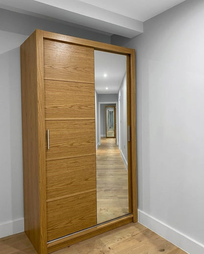 120 CM Lyon Sliding Mirror Wardrobe – Modern Bedroom Storage in 4 Colours
