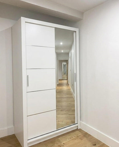 120 CM Lyon Sliding Mirror Wardrobe – Modern Bedroom Storage in 4 Colours