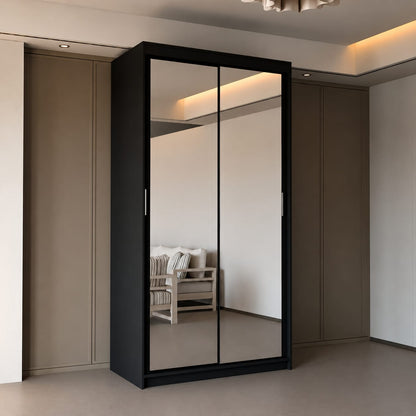 120 CM Millan Sliding Mirror Wardrobe – Modern Bedroom Storage in 4 Colours