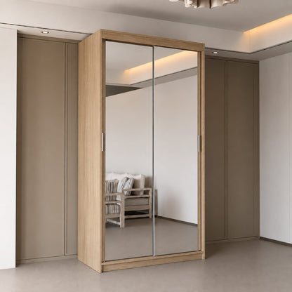 120 CM Millan Sliding Mirror Wardrobe – Modern Bedroom Storage in 4 Colours