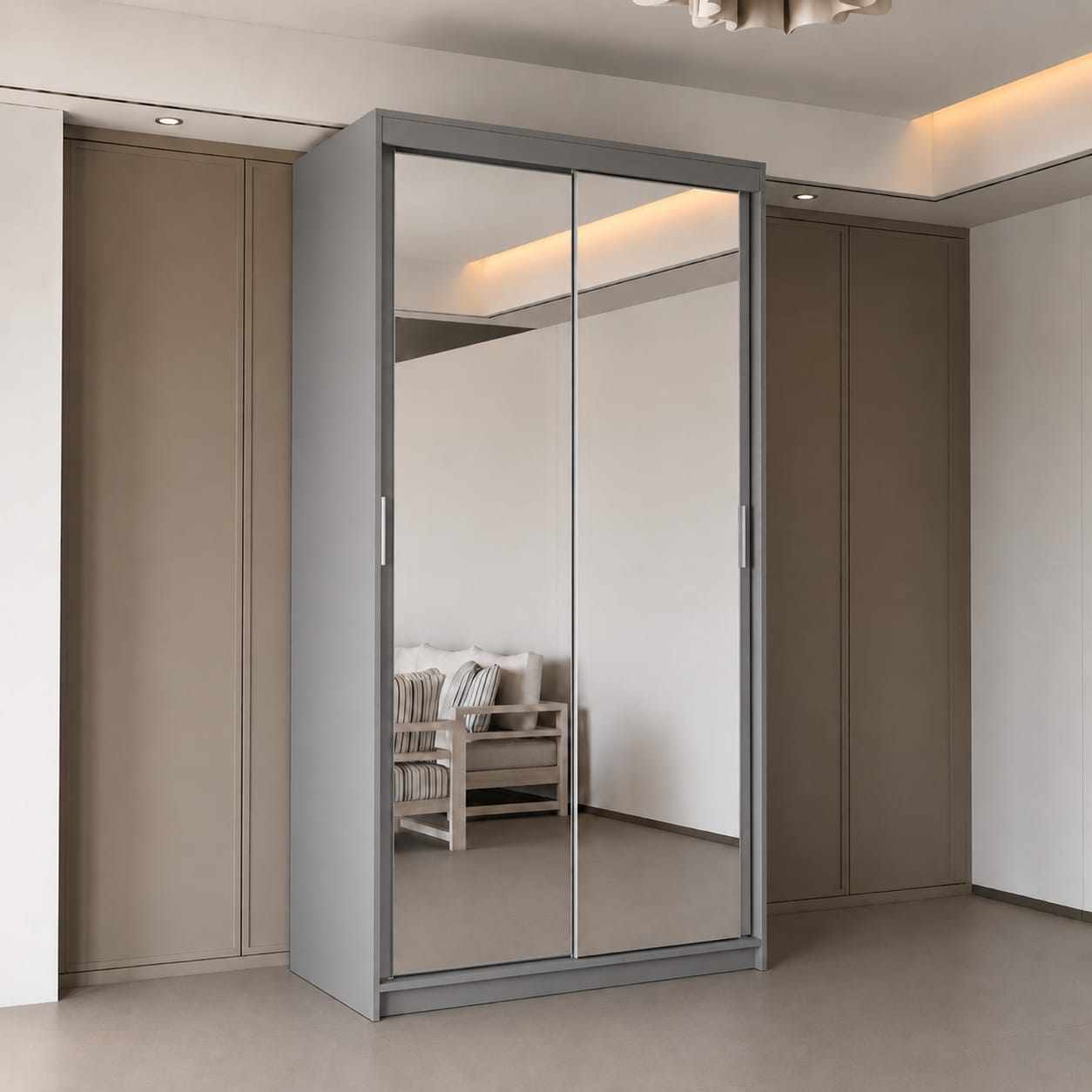 120 CM Millan Sliding Mirror Wardrobe – Modern Bedroom Storage in 4 Colours