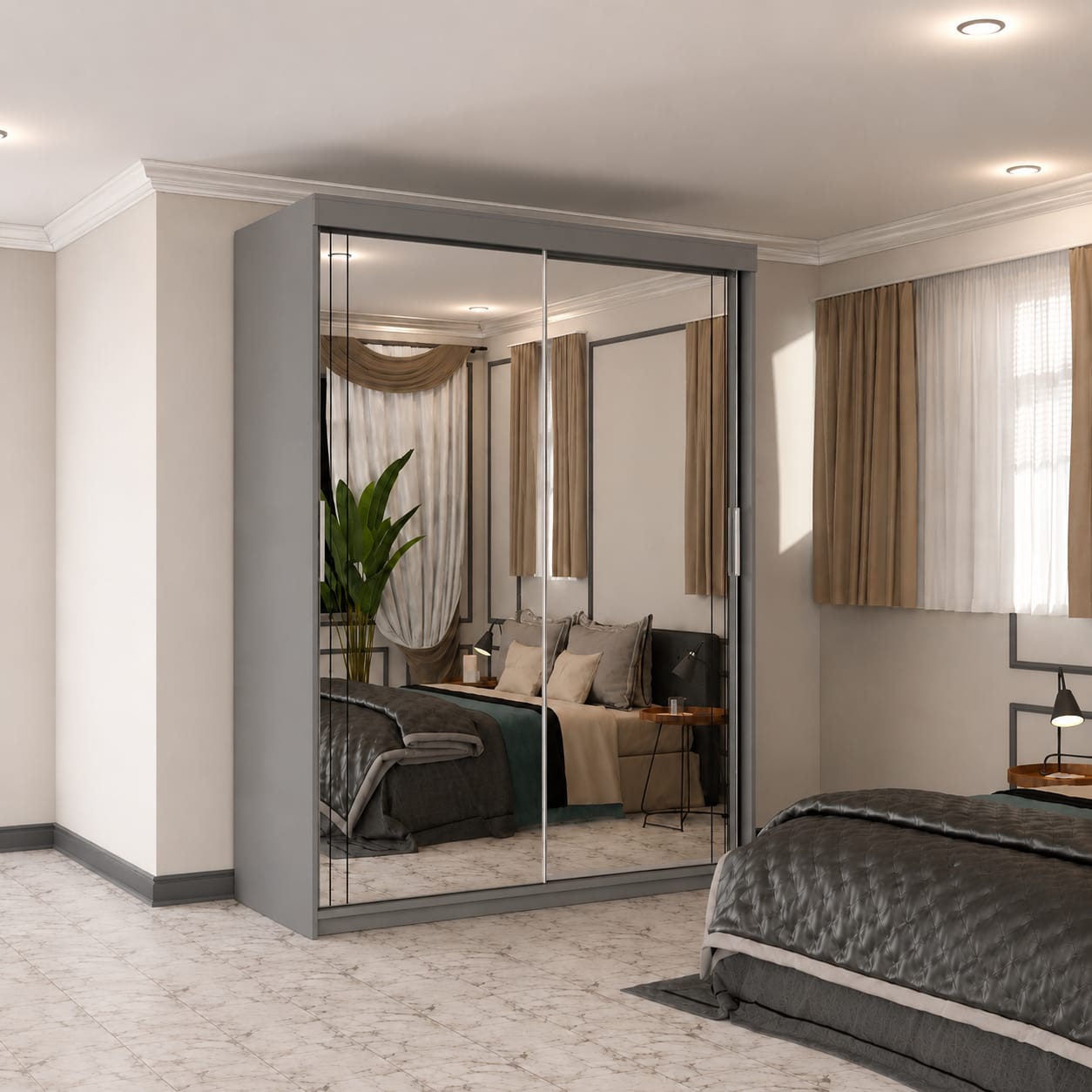 180 CM Millan Sliding Mirror Wardrobe – Modern Bedroom Storage in 4 Colours