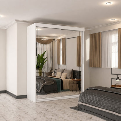180 CM Millan Sliding Mirror Wardrobe – Modern Bedroom Storage in 4 Colours