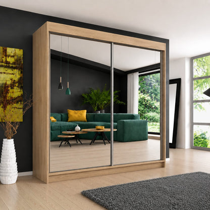 203 CM Millan Sliding Mirror Wardrobe – Large Modern Bedroom Storage in 4 Colours