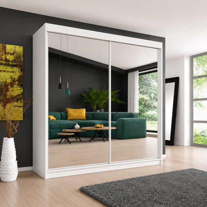 203 CM Millan Sliding Mirror Wardrobe – Large Modern Bedroom Storage in 4 Colours