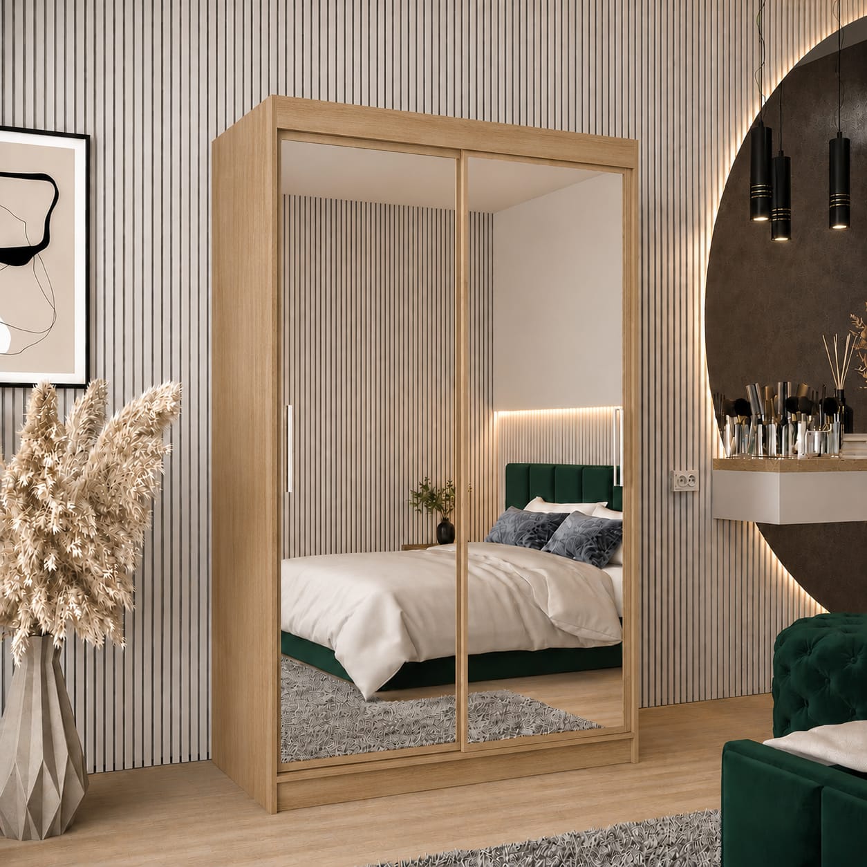 150 CM Millan Sliding Mirror Wardrobe – Modern Bedroom Storage in 4 Colours