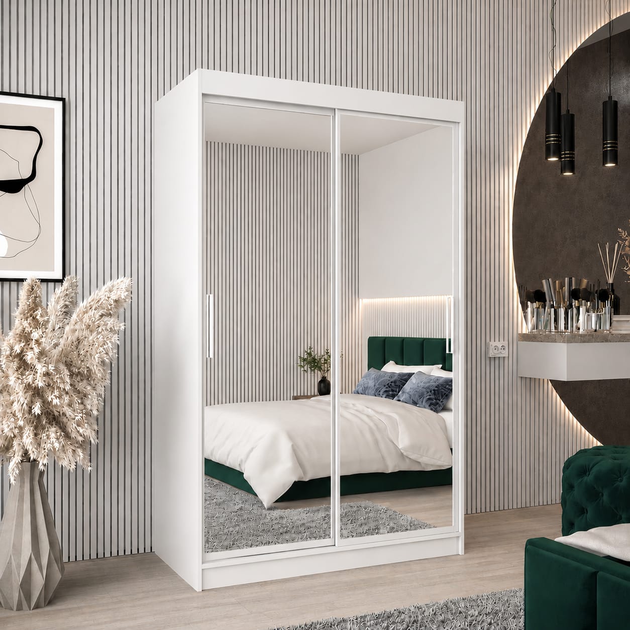 150 CM Millan Sliding Mirror Wardrobe – Modern Bedroom Storage in 4 Colours