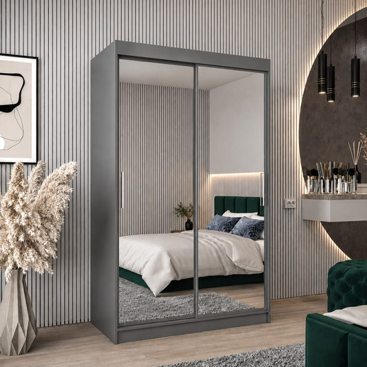150 CM Millan Sliding Mirror Wardrobe – Modern Bedroom Storage in 4 Colours