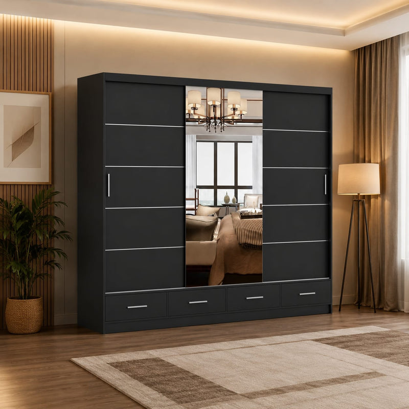 Florence 256cm Wardrobe with Drawers – Modern Luxury Bedroom Storage