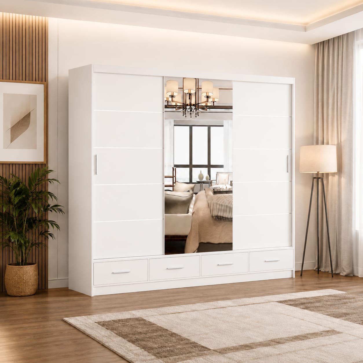 Florence 256cm Wardrobe with Drawers – Modern Luxury Bedroom Storage