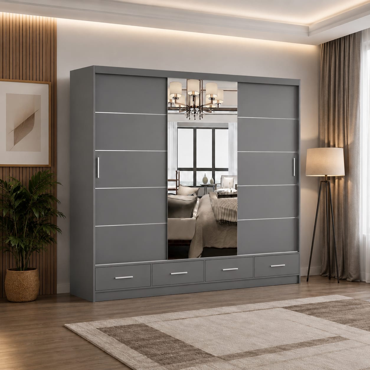 Florence 256cm Wardrobe with Drawers – Modern Luxury Bedroom Storage