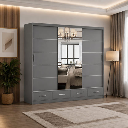 Florence 256cm Wardrobe with Drawers – Modern Luxury Bedroom Storage