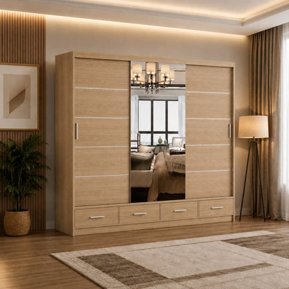 Florence 256cm Wardrobe with Drawers – Modern Luxury Bedroom Storage