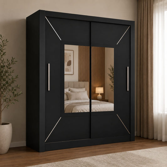 180 CM Venice Wardrobe with Centre Mirror – Modern Bedroom Storage in 4 Colours