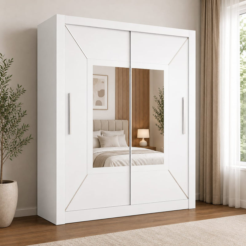180 CM Venice Wardrobe with Centre Mirror – Modern Bedroom Storage in 4 Colours