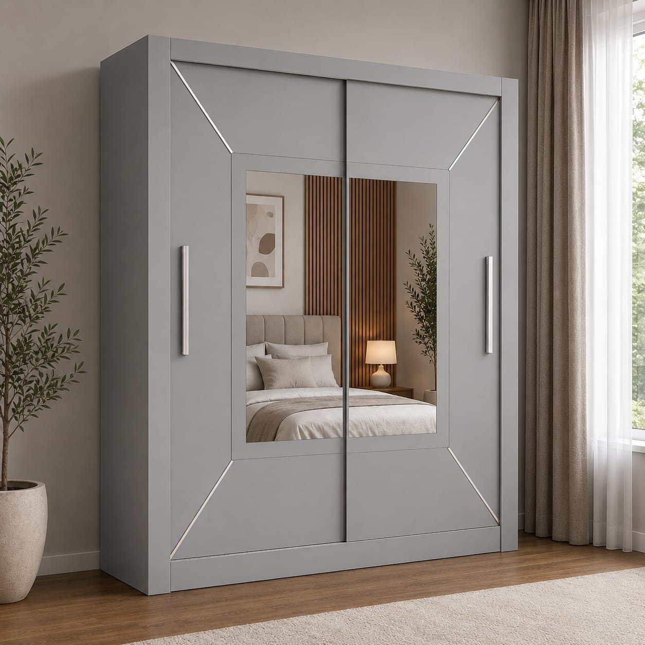 180 CM Venice Wardrobe with Centre Mirror – Modern Bedroom Storage in 4 Colours