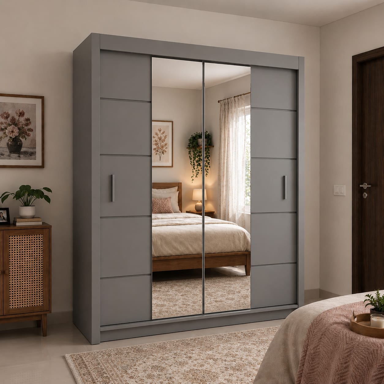180 CM Oslo Sliding Mirror Wardrobe – Modern Bedroom Storage in 4 Colours