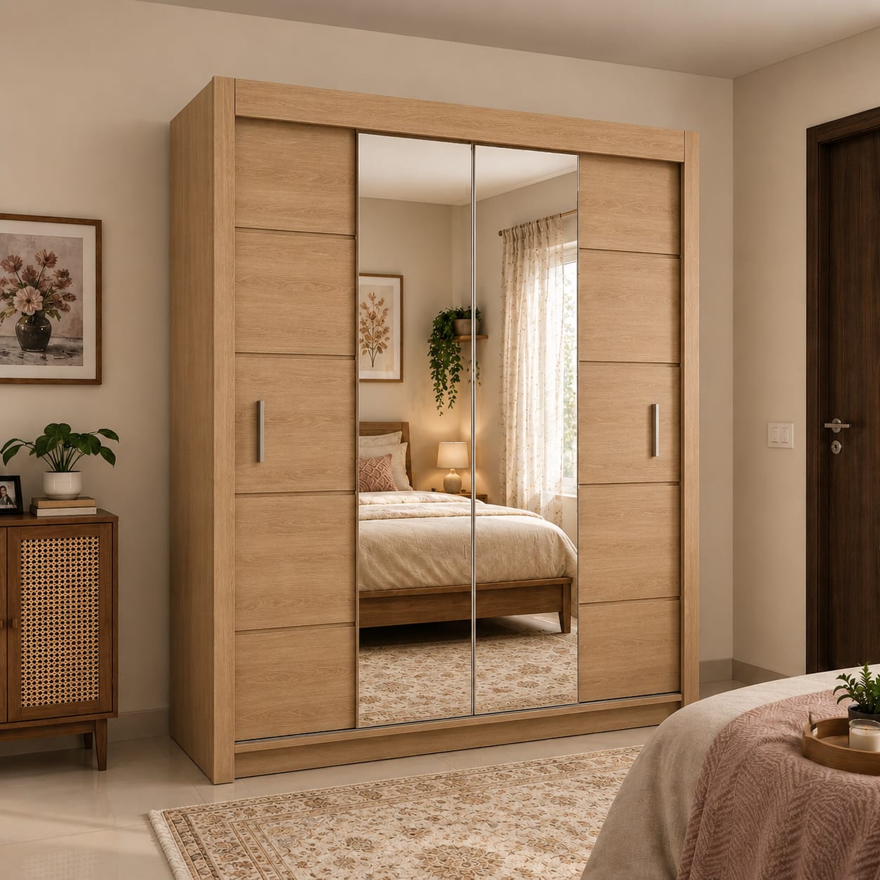 180 CM Oslo Sliding Mirror Wardrobe – Modern Bedroom Storage in 4 Colours