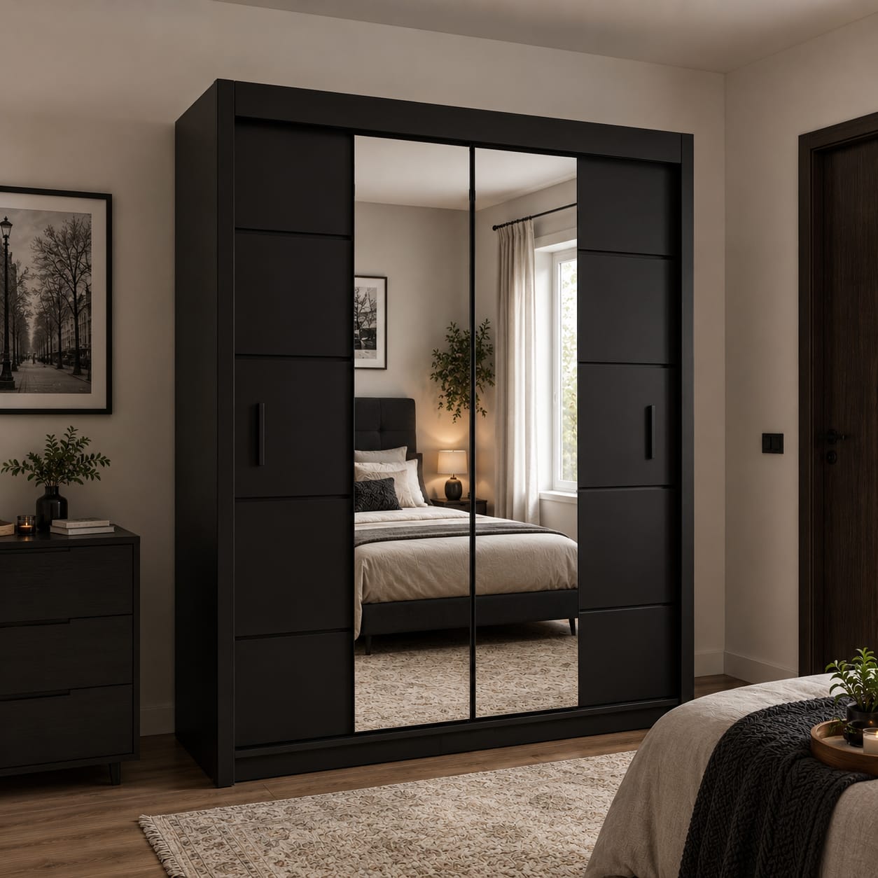 180 CM Oslo Sliding Mirror Wardrobe – Modern Bedroom Storage in 4 Colours
