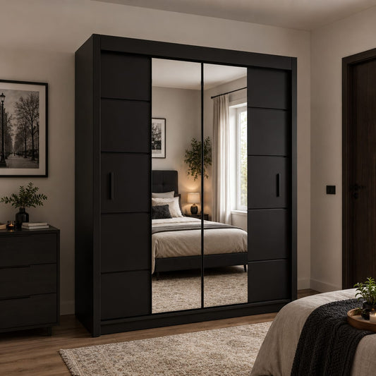180 CM Oslo Sliding Mirror Wardrobe – Modern Bedroom Storage in 4 Colours