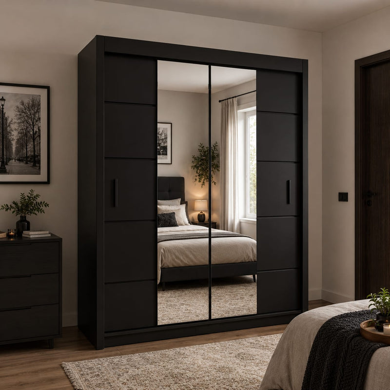 180 CM Oslo Sliding Mirror Wardrobe – Modern Bedroom Storage in 4 Colours