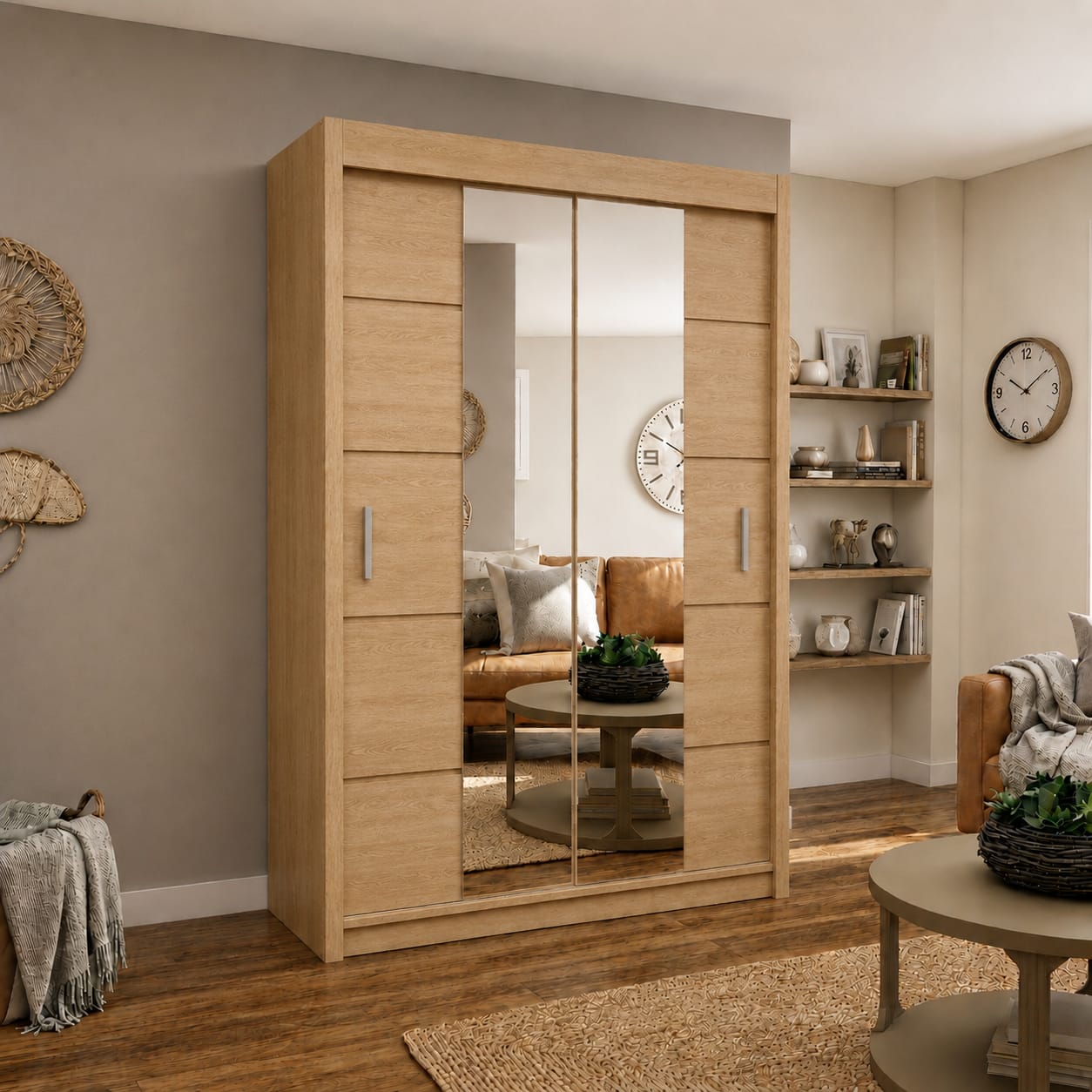 150 CM Oslo Sliding Mirror Wardrobe – Modern Bedroom Storage in 4 Colours