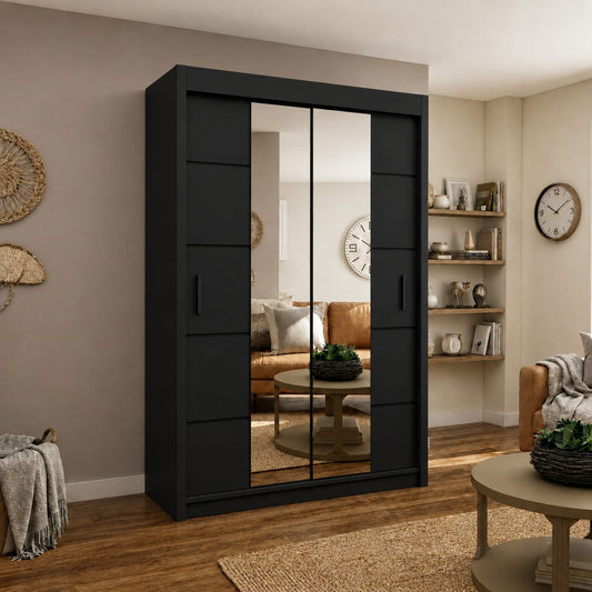 150 CM Oslo Sliding Mirror Wardrobe – Modern Bedroom Storage in 4 Colours
