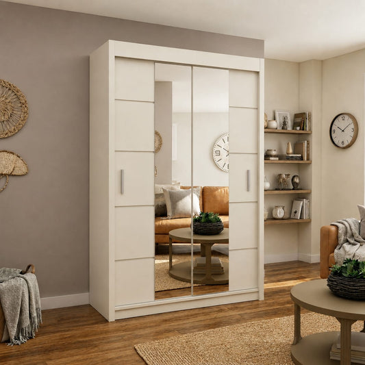 150 CM Oslo Sliding Mirror Wardrobe – Modern Bedroom Storage in 4 Colours