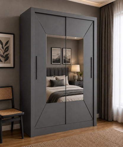 150 CM Venice Wardrobe with Centre Mirror – Modern Bedroom Storage in 4 Colours
