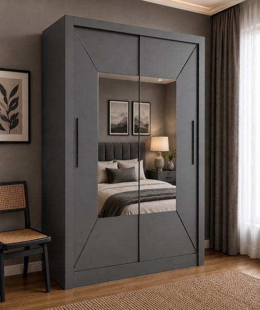 150 CM Venice Wardrobe with Centre Mirror – Modern Bedroom Storage in 4 Colours