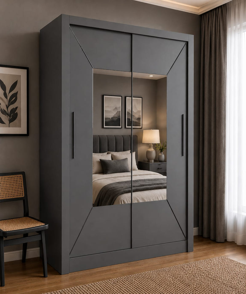 150 CM Venice Wardrobe with Centre Mirror – Modern Bedroom Storage in 4 Colours